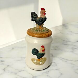 SEI Ceramic Rooster Canister with Lid – Farmhouse Kitchen Storage – 6” Tall